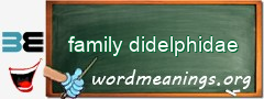WordMeaning blackboard for family didelphidae